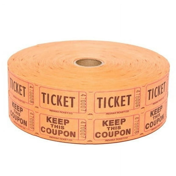 Double Roll Tickets - Orange - 50/50 Raffle Tickets - 2 Part