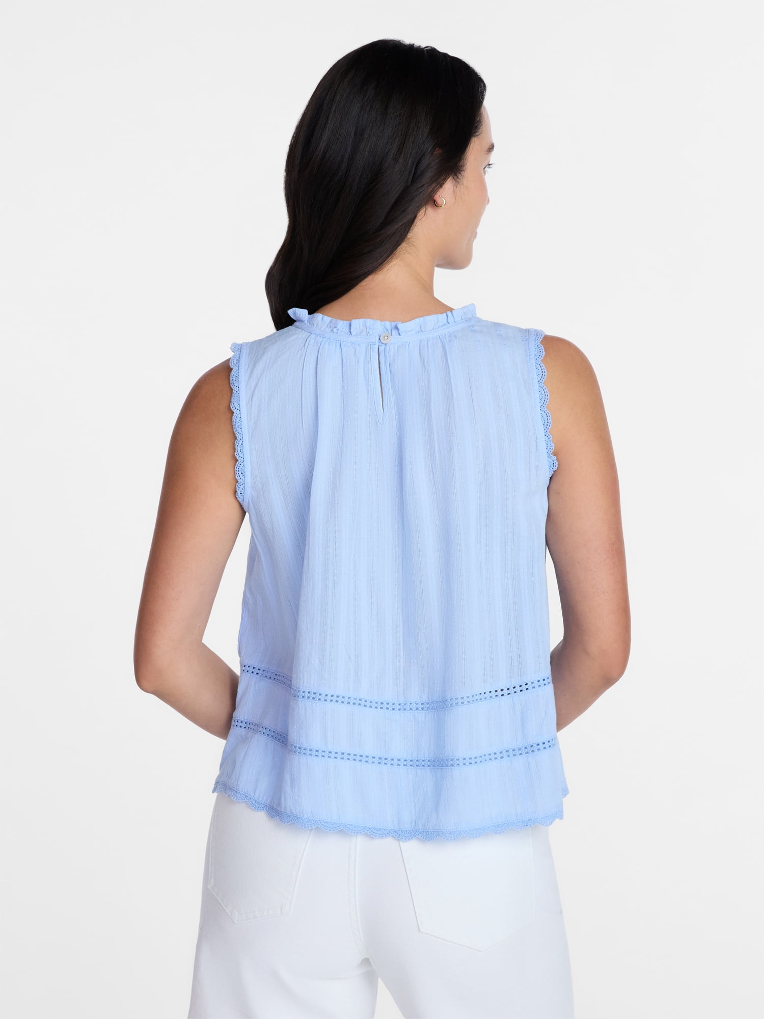 Time and Tru Women's Flowy Lace Inset Tank , Sizes XS-XXXL