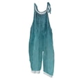 thumbnail image 2 of Linen Jumpsuits for Women Boho Floral Gardening Overalls Loose Fit Plus Size Rompers Bohemian Travel Vacation Baggy Clothes Blue 3XL, 2 of 5