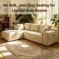 thumbnail image 2 of Sofa Couches, Lofka 105" L Shaped Sectional for Living Room, No Assembly Boneless Deep Seat, Beige Corduroy, 2 of 10