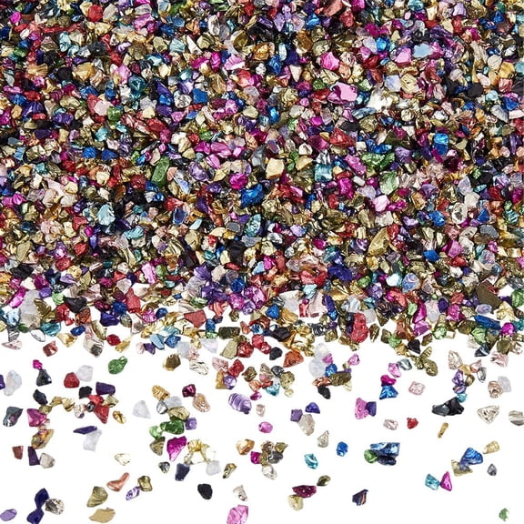 1 Box 150G Small Broken Glass Crushed Crystals Bulk Colorful Irregular Chunky Metallic Sprinkles Flakes Glitter Chips for Nail Arts Vase Filler Epoxy Jewelry Making DIY Crafts colorful DIY