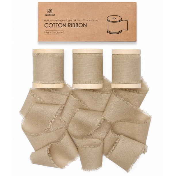 Cinta de algodón Vitalizart, 3 rollos, 4 cm x 14 m, bordes deshilachados