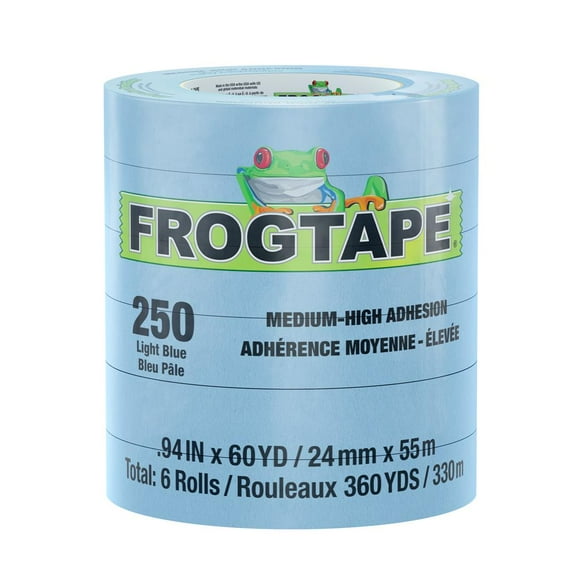 FrogTape 250 Performance Masking Tape - Light Blue, 6 Rolls, 0.94 in. x 60 yd.