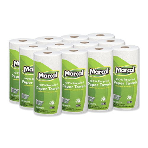 12Roll Out Rolls Per Case Green Seal Certified Paper Towel Rolls 06183 Marcal Paper Towels U-Size-It Sheets 2 Ply 140 Sheets Per Roll 100% Recycled