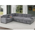 thumbnail image 2 of Hybition Modern Chenille Sofa Pull out Sofabed & Multifunctional Console-Grey, 2 of 9