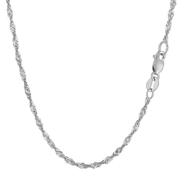 14k White Gold Singapore Chain Necklace, 2.1mm, 16