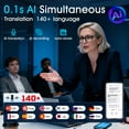 thumbnail image 6 of AI Smart Translation Glasses, Unisex 140+ Languages Bluetooth Glasses with Mic & Speakers, Auto-Connect Hall Switch, Blue Light Blocking for Indoor/Outdoor Use, 6 of 7