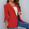 thumbnail image 5 of 2024 Clearance! JINMGG Winter Coats for Women, 2024 Fashion Winter Clearance Women Business Attire Solid Color Stitching Stripe Long Sleeve Pocket Cardigan Coat Top Red S, 5 of 9
