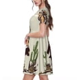 thumbnail image 2 of Easygdp Vintage Cowboy Riding Horse para Vestido Transpirable de Mujer, Vestido Suelto de Manga Corta con Pliegues y Bolsillos para el Verano, 2 of 6