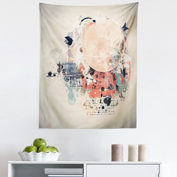 Abstract Tapestry, Grunge Textured Mix Collage Murky Tone Effects Watercolor Design, Fabric Wall Hanging Decor for Bedroom Living Room Dorm, 5 Sizes, Multicolor, by Ambesonne
