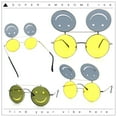 thumbnail image 2 of Retro Smiley Face Double Flip Up Round Circle Lens Hippie Sunglasses Silver - Yellow Black, 2 of 9