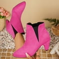 thumbnail image 4 of NexTorq Women's Pointed Toe Suede Chelsea Ankle Boots Cone Mid Heel Pull-On Short Boots for Fall Winter Office Dress Outfits and Everyday Casual Weekend Wear All Day Comfort Hot Pink US-8 (EU-41), 4 of 5