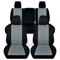 Designcovers Compatible with 2018-2022 Jeep Wrangler JL 4-Door Seat Covers: Black and Steel Gray - Full Set: Front & Rear Split Bench