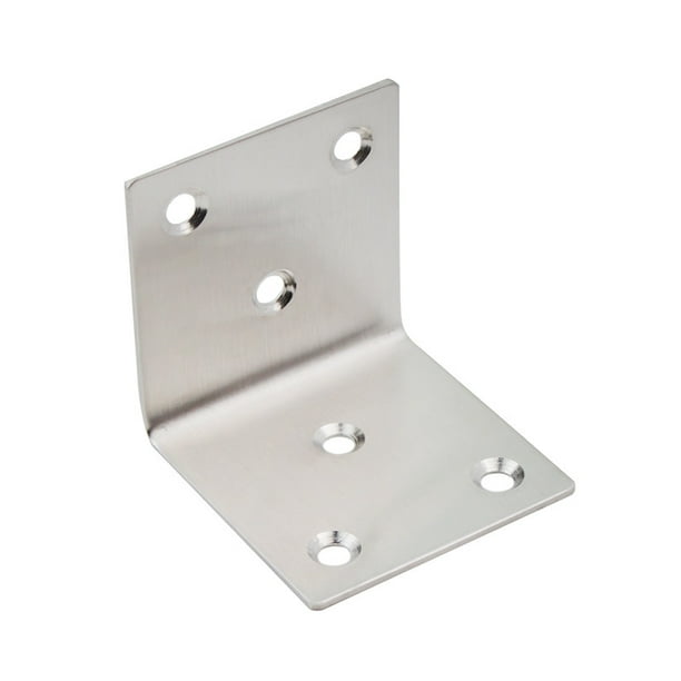 20 soportes de ángulo de hierro de alta resistencia, soportes en forma de L de 40 x 40 mm, sujetador de soporte, soportes de acero metálico para madera, herrajes de fijación de muebles, plateado