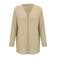 thumbnail image 5 of Fznquz Women's Sweaters Trendy Kimono Cardigan Loose Fit Beige Solid Long Sleeve Pockets Womens Tops, 5 of 6
