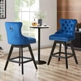 thumbnail image 4 of DONICK Velvet Swivel Bar Stools,Upholstered Counter Height Tuft Nailhead Wood Legs Footrest for Dining Room,Island,Bar,Kitchen(Blue,Set of 4), 4 of 14