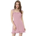 thumbnail image 3 of MODA NOVA Junior's Polka Dots Sleeveless A Line Slip Ruffle Tie Short Mini Dress Pink-Dots L, 3 of 7