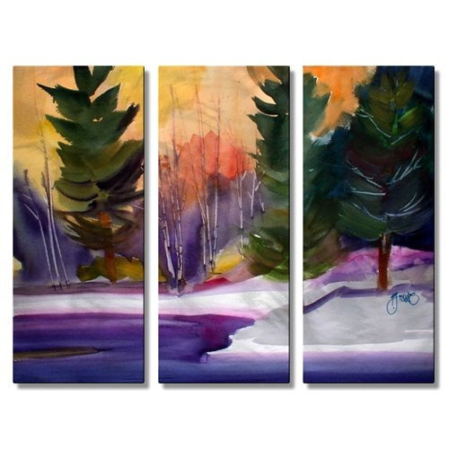 All My Walls 'First Snowfall' by Richard Graves 3 Piece Painting Print Plaque Set