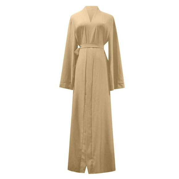 JBXKXYW Summer Dresses For Women 2024 Abaya Ramadan Womens Lady Front Open Cardigan Islamic Long Dress Muslim Dress Womens Dresses (Khaki,XXL)