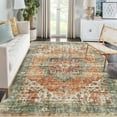 thumbnail image 1 of 9'x12' Large Washable Vintage Persian Rug – Retro Medallion Brown Low-Pile Carpet, 1 of 1