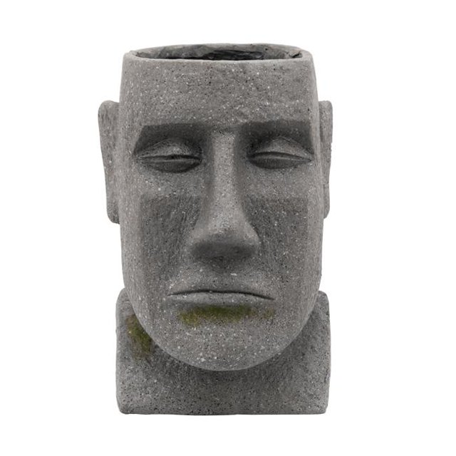 Benjara BM238149 Jardinière en Résine avec Ouverture Ronde, Gris