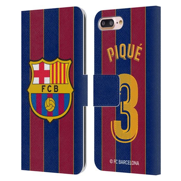 Head Case Designs Officially Licensed FC Barcelona 2020/21 Players Home Kit Group 2 Gerard Piqué Leather Book Wallet Case Cover Compatible with Apple iPhone 7 Plus / iPhone 8 Plus