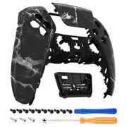 eXtremeRate Black White Marble Effect Touchpad Front Housing Shell Compatible with ps5 Controller, DIY Replacement Shell Custom Touch Pad Cover Faceplate Compatible with ps5 Controller