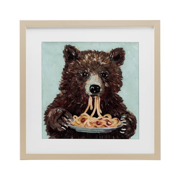Stupell Industries Rustic Lodge Whimsical Bear & Spaghetti Birch Framed Print Under Glass, 16 x 16, by Studio Bautista