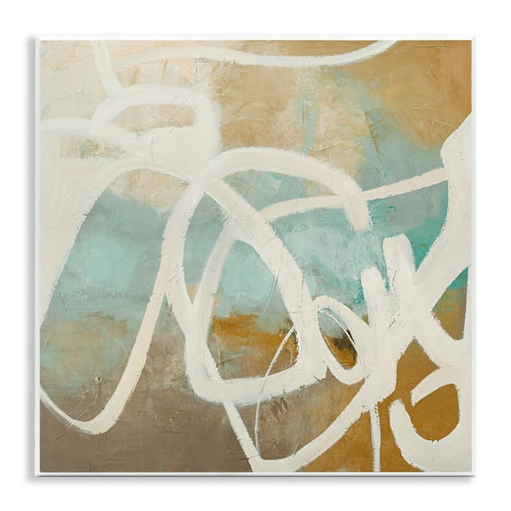 Stupell Industries Neutral Design With Squiggle Abstract Painting Unframed Art Print Wall Art, 12 x 12