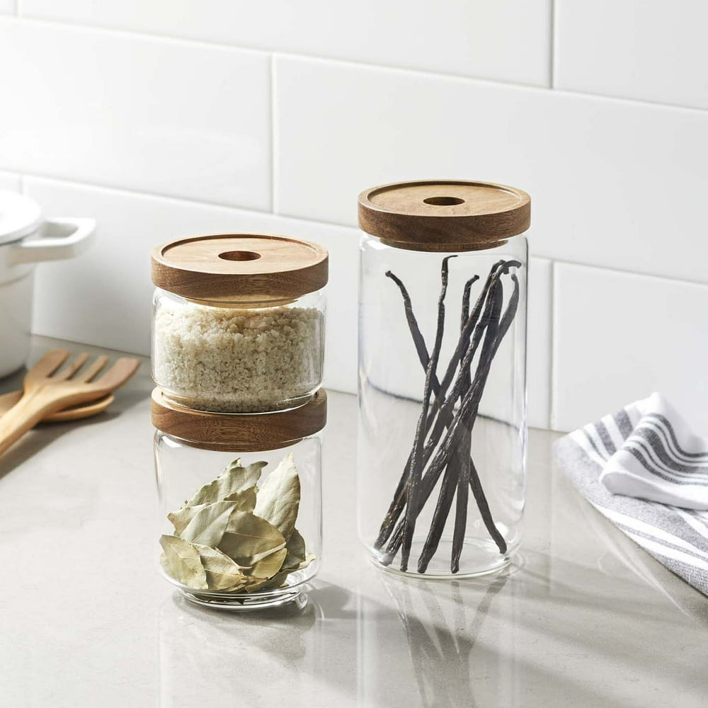 Better Homes and Gardens 3 Piece Glass Canister Set with Acacia Wood
