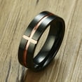 thumbnail image 1 of Bague en Acier Inoxydable pour Hommes 585 Or Rose et Bleu Deux Tons Croix Homme, 1 of 5