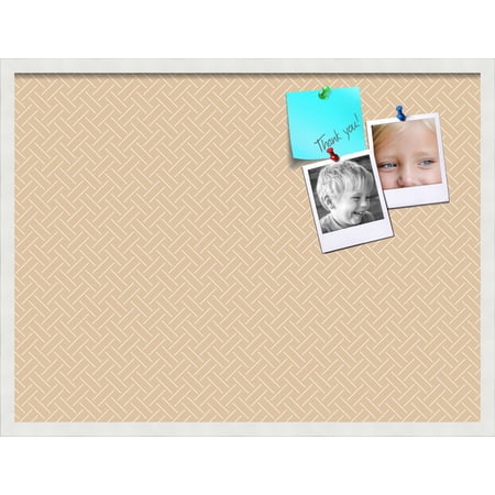 PinPix 32x24 Custom Cork Bulletin Board Lattice Beige Poster Board Has a Fabric Style Canvas Finish Framed in Lattice Beige by ArtToFrames (PinPix-1820)