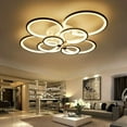 thumbnail image 2 of Fichiouy Modern LED Ceiling Lights Acrylic 8 Circle Ring Chandelier Lamp Fixture Dimming 3 Colors with Remote Control Black 150W, 2 of 8
