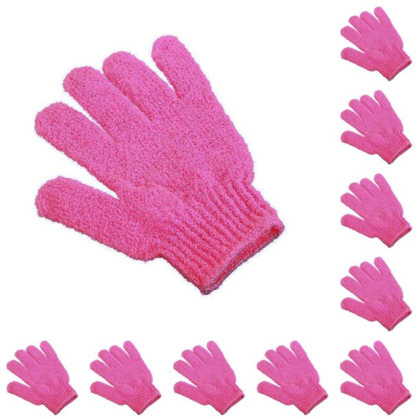 Moyic Bath Glove Exfoliating Bathroom Shower Manual Household Scrub Scrubber Gloves Leg Rub Spa Massage Non-slip Washable Rosa roja 10piezas Moyic CBP270267