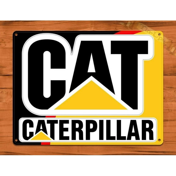 Tin Sign Cat Two Tone Caterpillar Heavy Equipment Garage Wall Decor TIN Sign 7.8X11.8 INCH