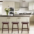 thumbnail image 2 of FDW Kitchen Counter Stools Set of 2, Solid Wooden Saddle Stool, Barstools for Patio, Balcony and Kitchen Counter, Brown, 2 of 7