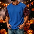 thumbnail image 2 of ZXLBBD Tshirts Shirts for Men Halloween Ribbed Pumpkin Graphic Tee Short Sleeve Crew Neck T Shirt Party Daily Versatile T-Shirts for Man Outdoor,Blue,5XL, 2 of 7