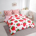 thumbnail image 4 of Homewish Kawaii Strawberry 7-Piece Bedding Comforter Set,Geometric Circle King Bedding Sets,White Red Bed Sheets For Girls Kids,Breathable Home Decor Reversible, 4 of 9