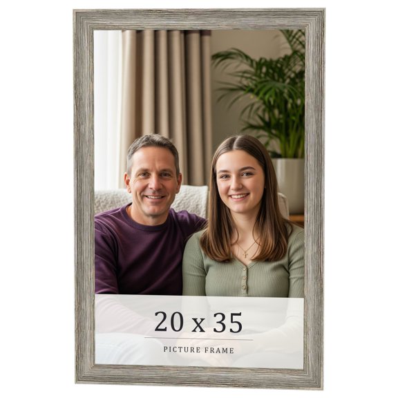 20x35 Frame Grey Solid Wood Picture Frame Width 1 Inches | Interior Frame Depth 0.5 Inches |