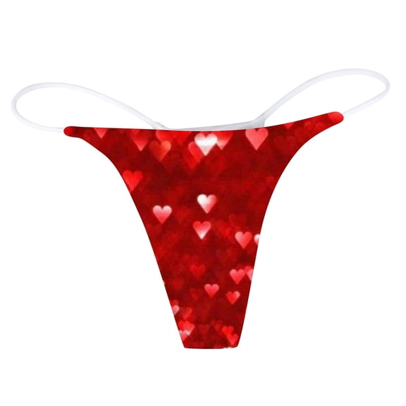 Yuncity Womens Valentines Day Panties Fashion Feelings Printed Daily Breathable Low Waist Home Thong Valentine'S Day Underwear Red L