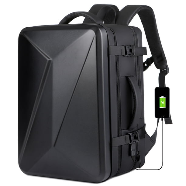 New Grey Large Hard Shell Laptop USB Charging Backpack Waterproof ...