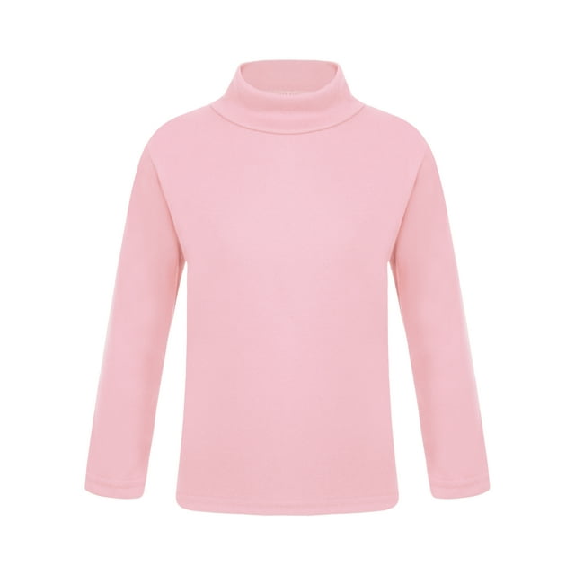 iiniim T-Shirt Col Roulé Garçons Filles Coton Manches Longues Couleur Unie Chaud Tee Tops Rose B 140