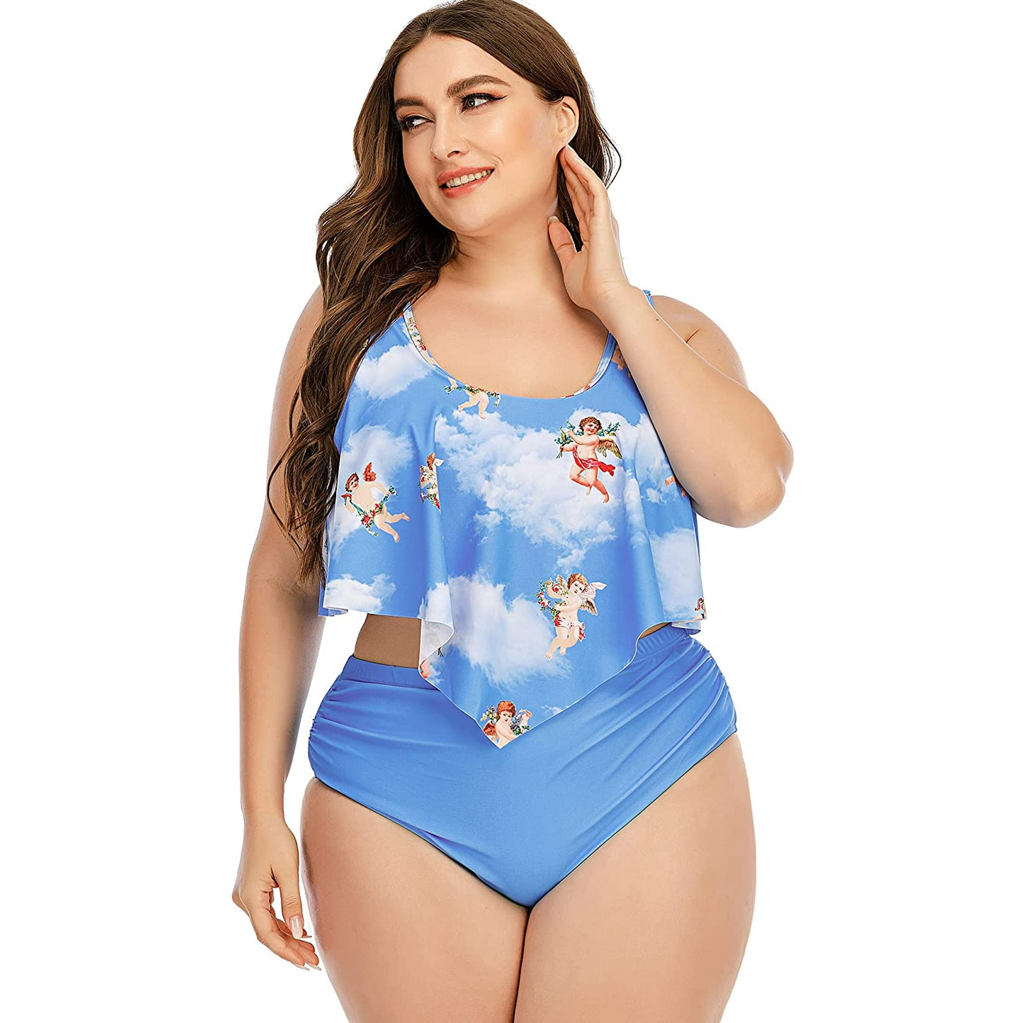 Dropship Plus Size Tie Dye Cut Out Knot Front One Piece Swimsuit; Women's  Plus Modest High Stretch Swimsuit to Sell Online at a Lower Price