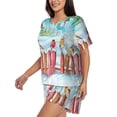 thumbnail image 2 of Kdxio Christmas Birds Print Pajamas Sets for Women Short-Sleeved Pjs with Lounge Shorts Two Piece Sleepwear S-4XL, 2 of 8