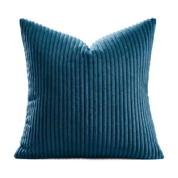 Ribbed Corduroy Throw Pillow Cover with Fine Striped Texture, 20X20 Inches, Teal, for Couch and Living Room Decor, Decorative Pillow Case (Insert Not Included)