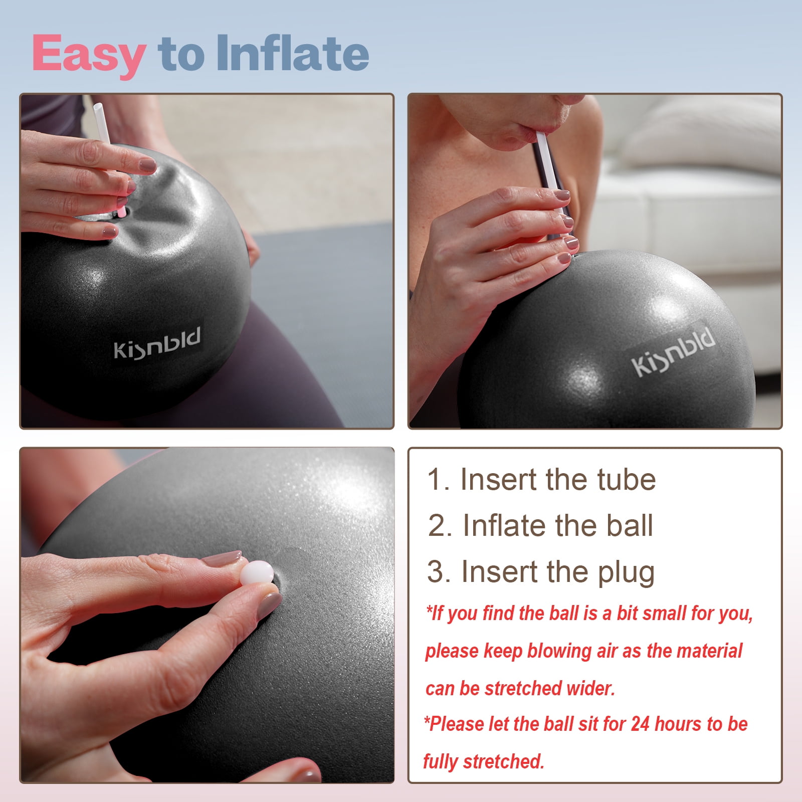 kisnbld Pilates Ball, 9-inch Anti-Burst Small Exercise Ball, Mini Yoga Ball for Physical Therapy, Stretching & Core Strength for Home Gym & Office