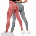 thumbnail image 5 of 2 Pcs High Waisted Mesh Yoga Pants for Women, Breathable Seamless Workout Leggings, Tummy Control Running Gym Tights with 4-Way Stretch for Gym, Yoga and Casual Wear-Sky Blue, 5 of 9