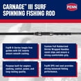 thumbnail image 2 of Penn Carnage III Surf Conventional Spinning Fishing Rod, 9’, Loads 15 – 30 Lbs, Black, 2 of 11