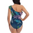 thumbnail image 5 of Sikiie Undersea Animals Print Women One Piece Swimsuits Tummy Control One Shoulder Bathing Suits Ruffle Swimwear, From S to XXL-Medium, 5 of 6