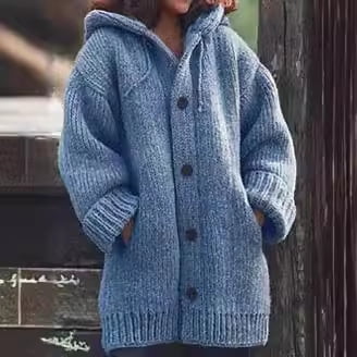 Suéter cárdigan de longitud media con capucha y ropa popular europea y americana para mujer